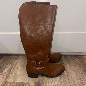 St. John's Bay Roslyn Deer Block Brown Tall Riding Boots Women's Size 7.5 Gold